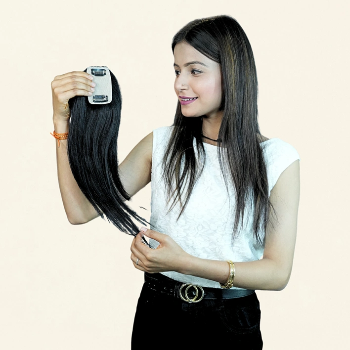Silk Top (Crown Topper with 2 Clips) – Subtle Volume & Natural Blend
